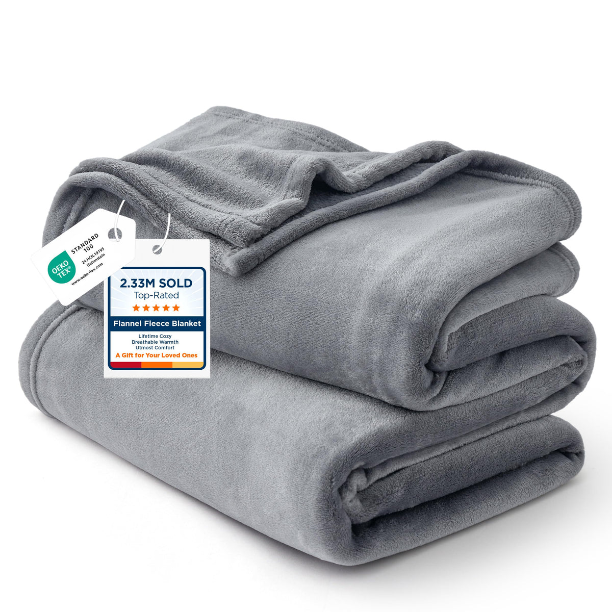 Bedsure manta frontal king size gris mostrando cobertura amplia y confort