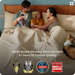 Bedsure PureWoven fitted sheet on thick mattress showing deep 16 inch pocket fit