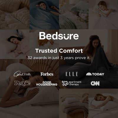 Bedsure etiqueta con medidas y certificación OEKO-TEX visible y clara