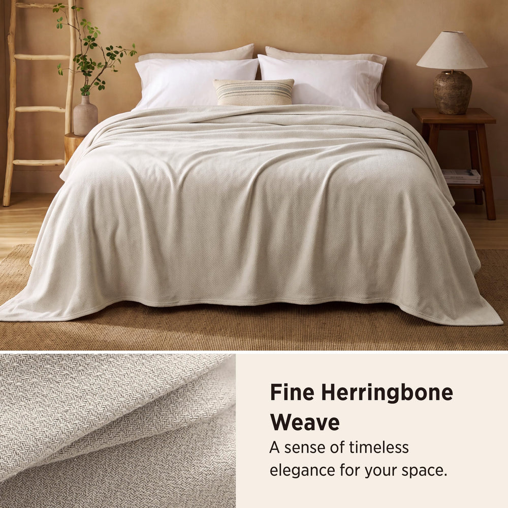 Bedsure primer plano del tejido herringbone que destaca tacto suave