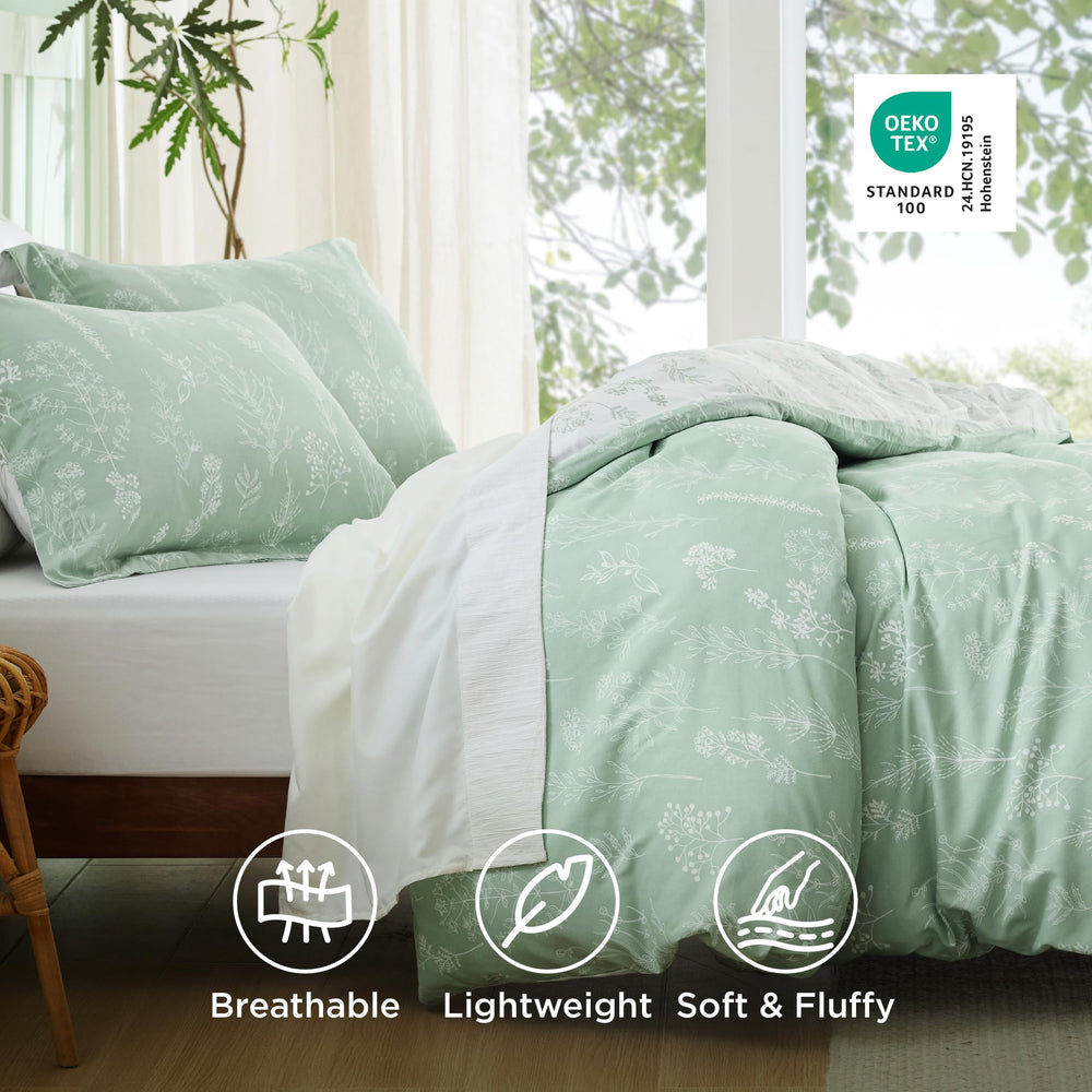 Bedsure edredón en cama vestido en dormitorio, crea ambiente acogedor