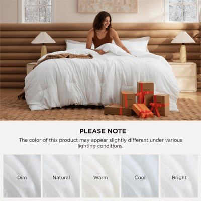 Bedsure comforter in washing machine illustrating machine-washable easy care
