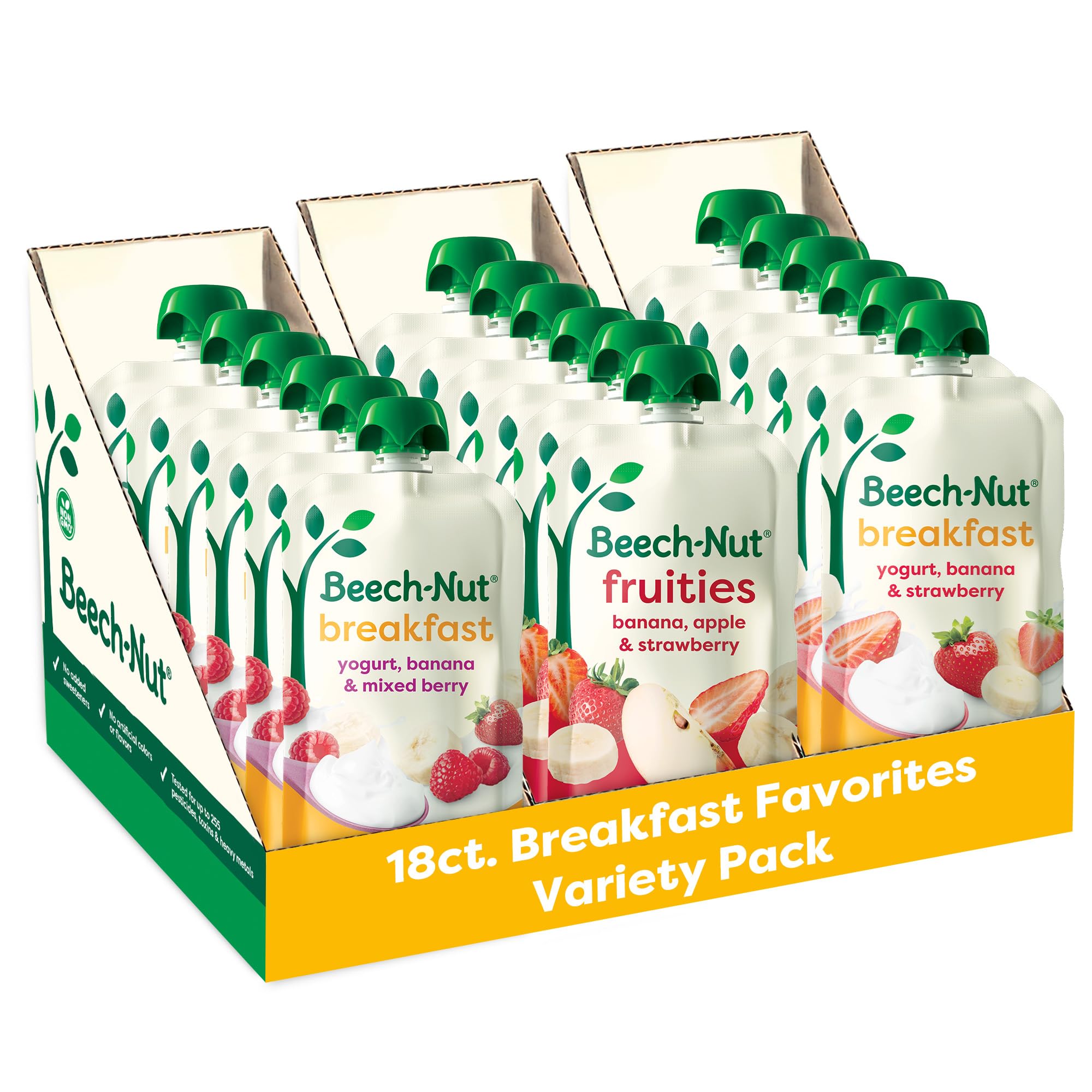 Beech-Nut frontal del paquete mostrando 18 pouches y variedad