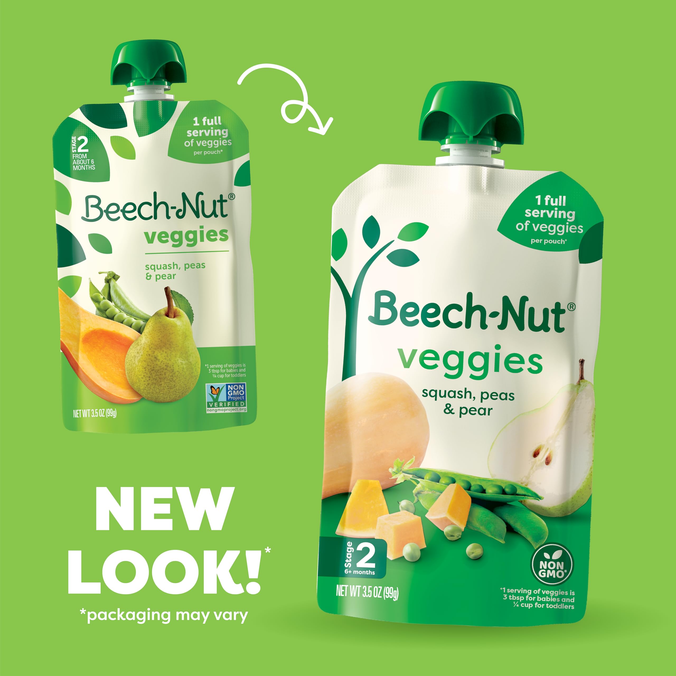 Beech-Nut detalle del pouch abierto mostrando ingredientes reales