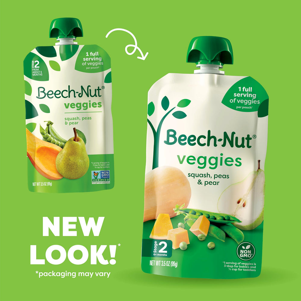 Beech-Nut detalle del pouch abierto mostrando ingredientes reales