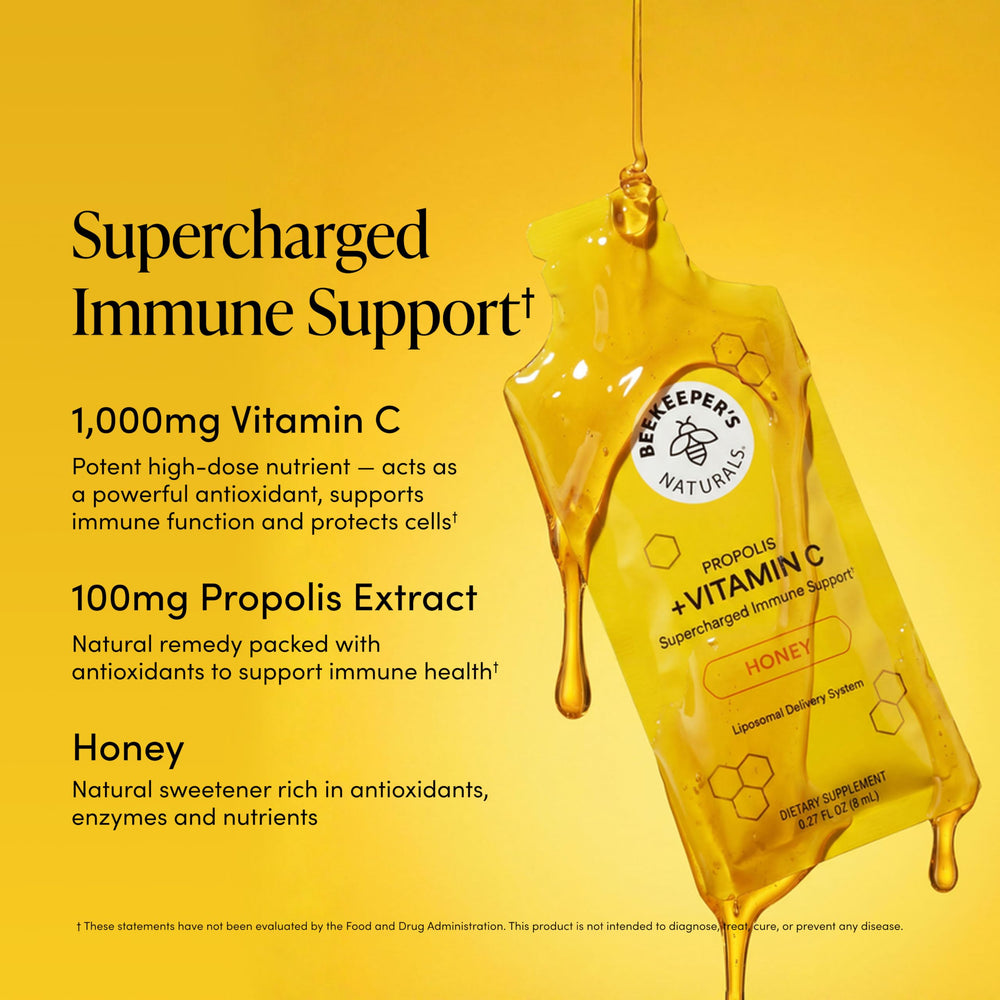 Beekeeper's Naturals etiqueta en detalle con lista de ingredientes visible