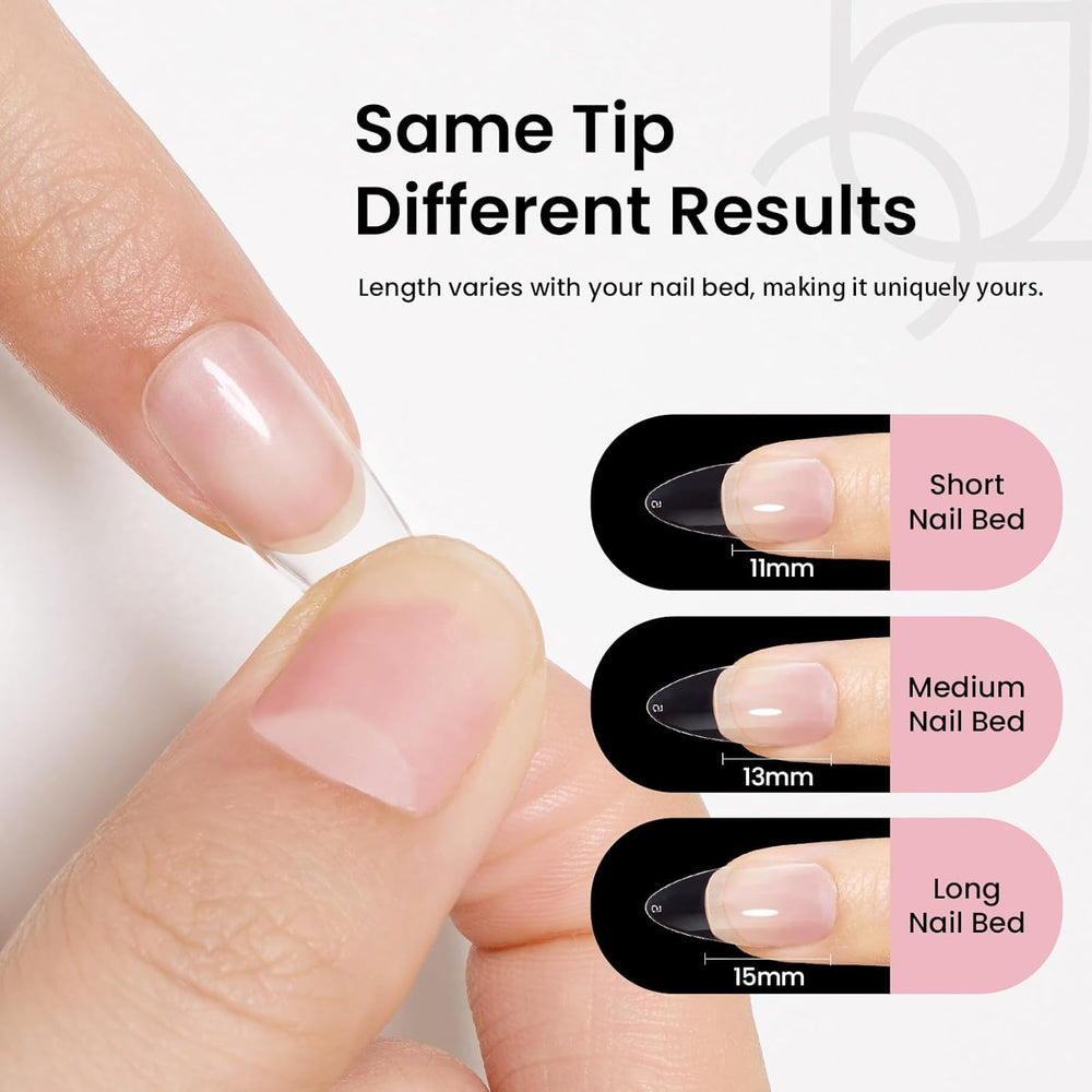 Beetles Gel Polish finished medium almond nails showcasing durable shine