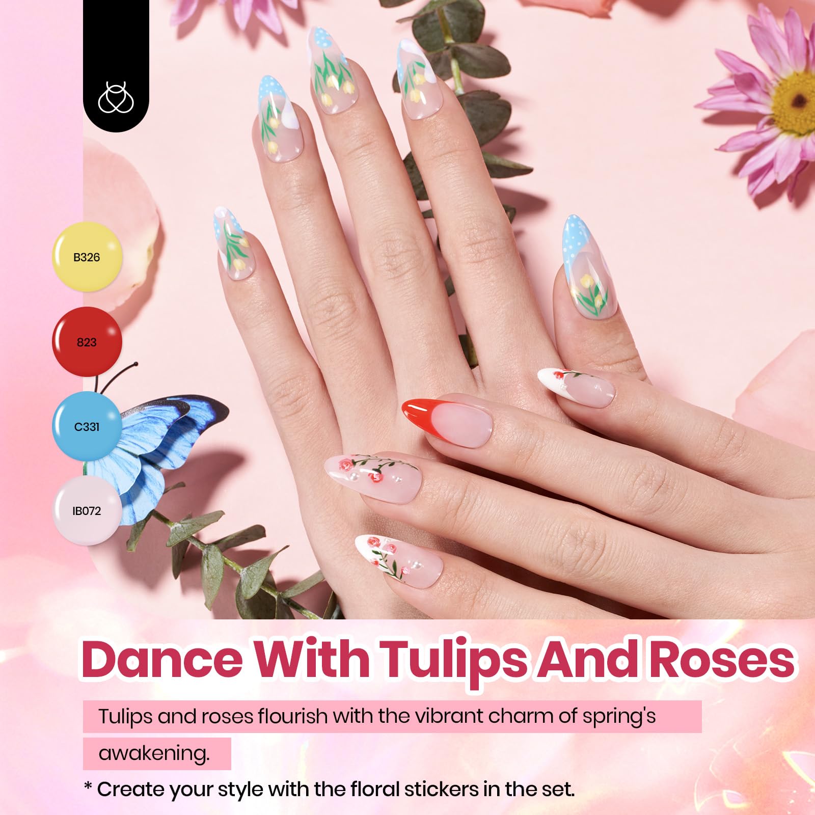 Beetles manos con manicura Petal Symphony demostrando resultado profesional