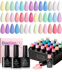 Beetles gel pastel set frontal mostrando variedad de colores y base