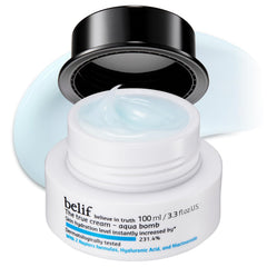 belif front jar showing label and lightweight hydrating gel for quick moisture