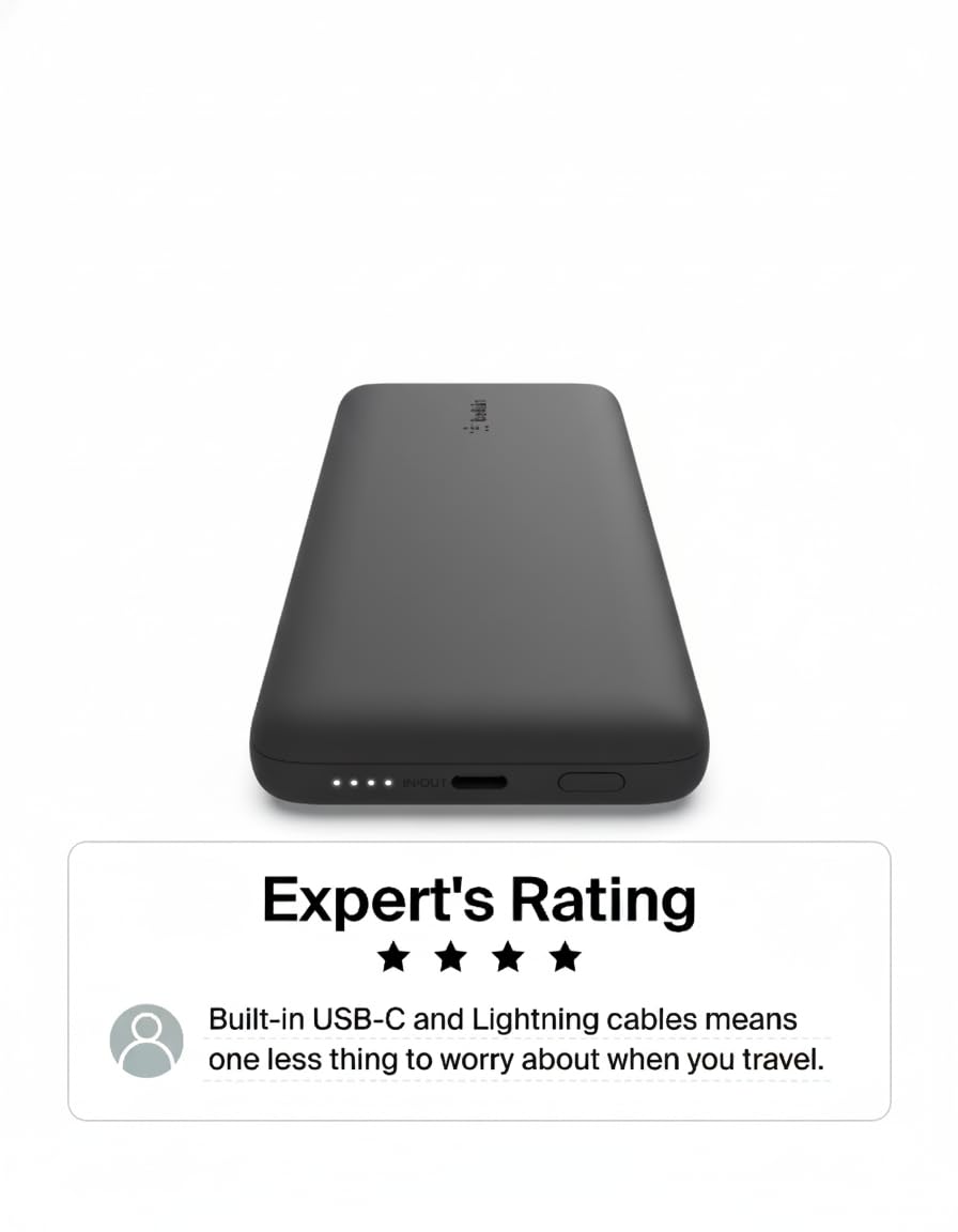 Belkin indicador LED mostrando nivel de batería para planificación de carga