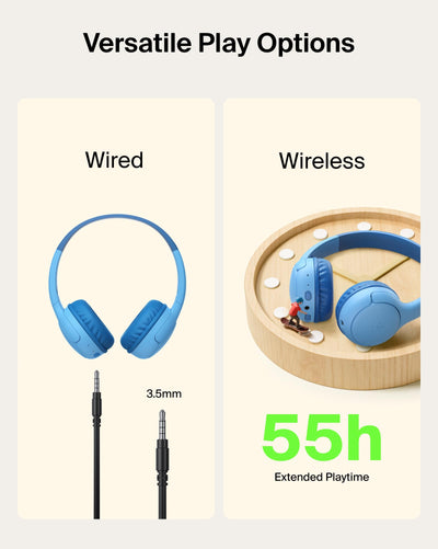Belkin SoundForm Mini 2 niño usando auriculares para clases online