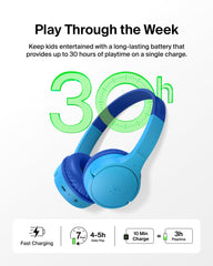 Belkin SoundForm Mini side profile on-ear showing comfortable kid-sized fit