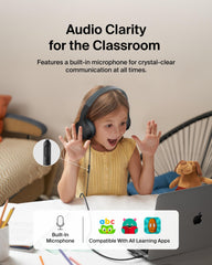 Belkin uso en teleclase niño con auriculares para concentración y claridad