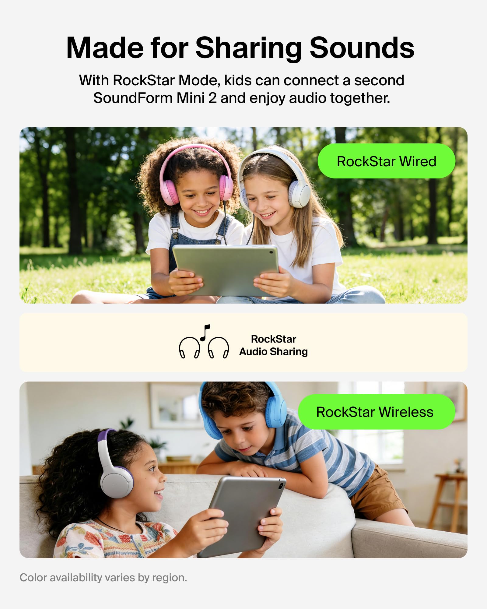 Belkin SoundForm Mini 2 comparación de tamaño junto a una mochila escolar