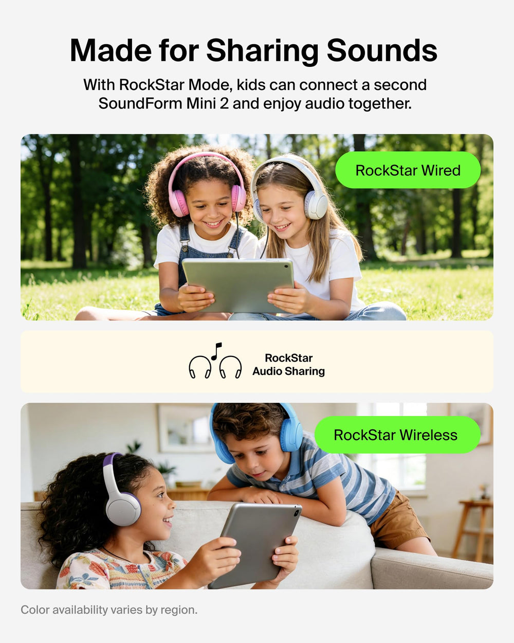 Belkin SoundForm Mini 2 comparación de tamaño junto a una mochila escolar