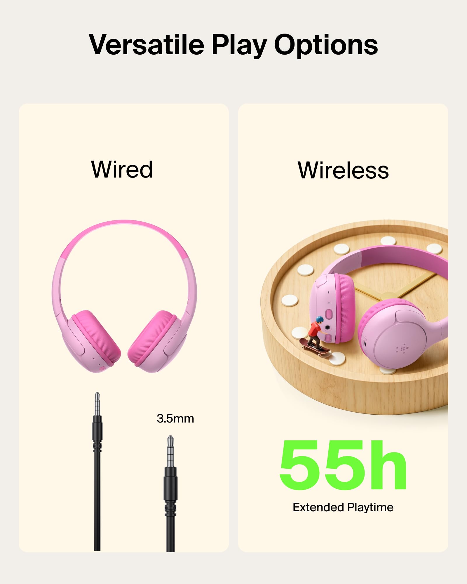 Belkin SoundForm Mini 2 niña usando auriculares en clase virtual con claridad