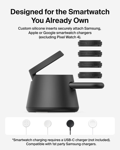 Belkin ángulo ajustable mostrado en modo soporte para ver contenido y cargar