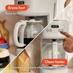 BELLA glass carafe with mixing tube ensuring even flavor and consistent pours