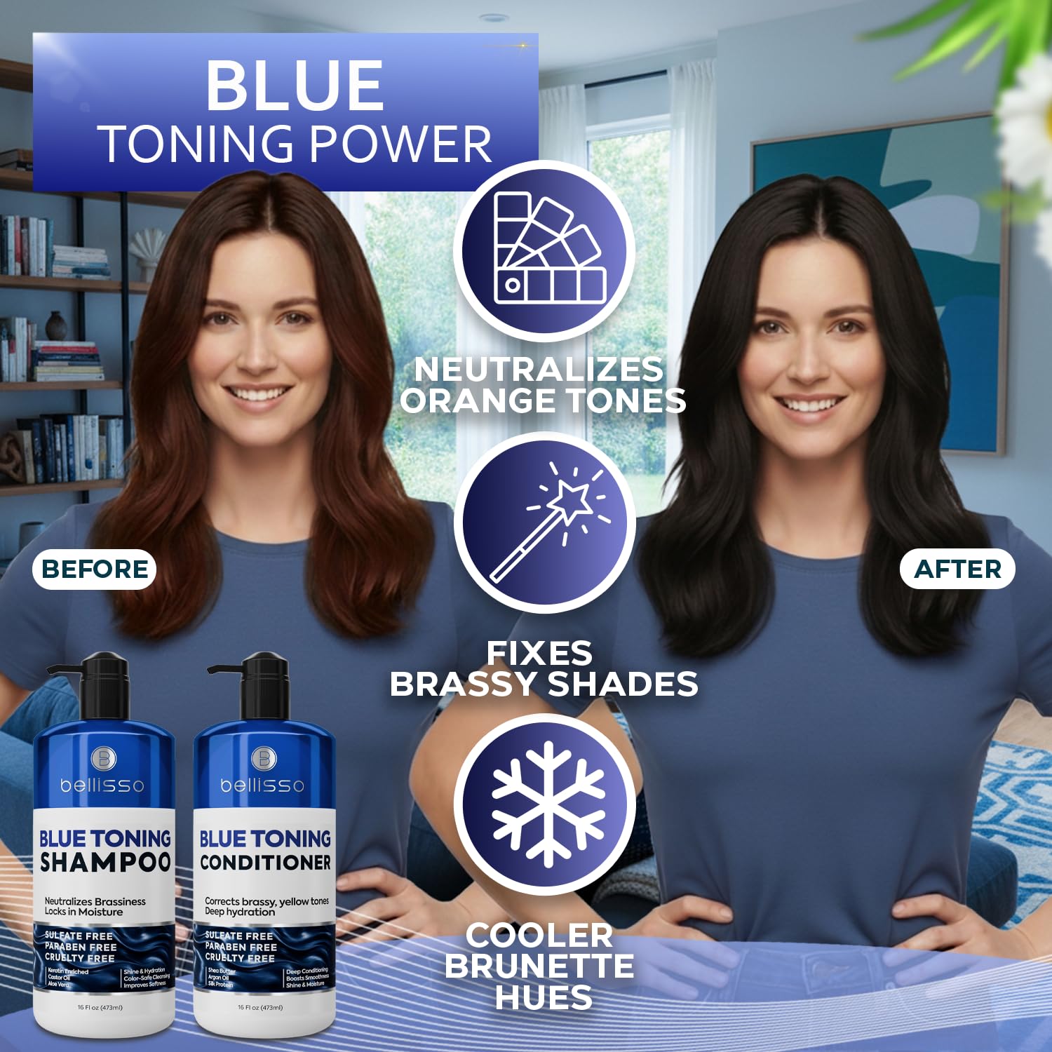 BELLISSO textura cremosa del champú azul que hidrata y neutraliza