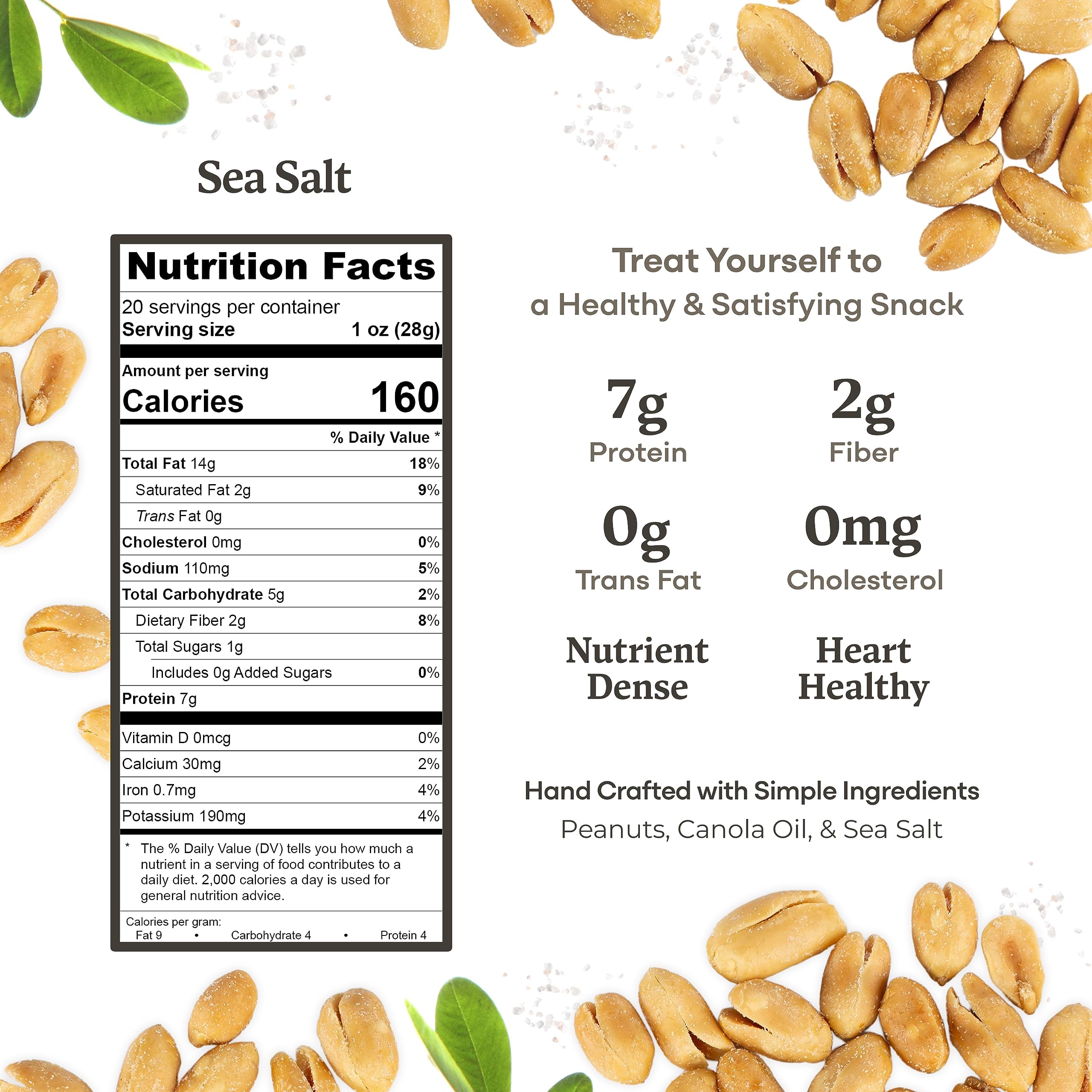 Belmont Peanuts comparación de tamaño mostrando cacahuetes Virginia extra grandes