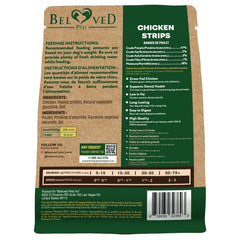 Beloved Pets primer plano textura jerky de pollo, fácil de masticar
