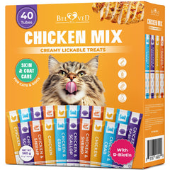 Beloved Pets tubo frontal mostrando diseño y sabor pollo