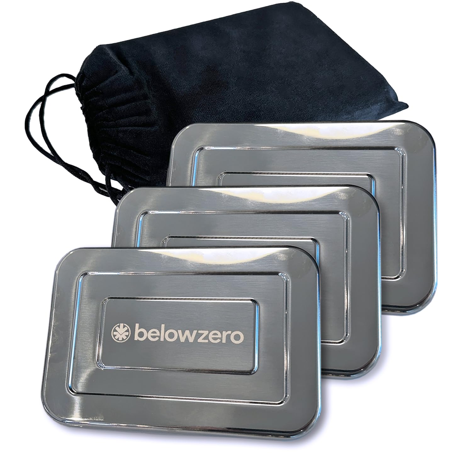 Below Zero vista frontal del pack de 3 mostrando su acabado resistente y enfriamiento prolongado