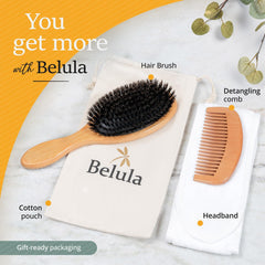Belula set completo con cepillo, peine, cinta y bolsa lista para viajar