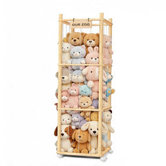 BENCHRY vista frontal del organizador de peluches, solución orden y acceso fácil