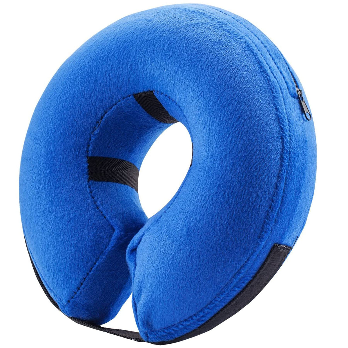 BENCMATE front view of blue X-Large inflatable collar showing shape and cover, comfortable recovery