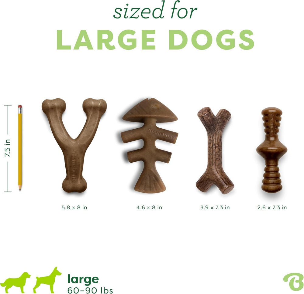 Benebone comparación de tamaño con pata para elegir talla adecuada
