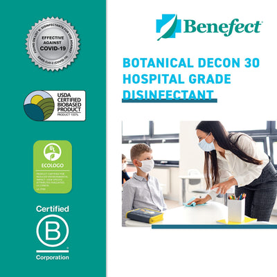 Benefect Decon 30 botella colocada en cocina doméstica mostrando aptitud para alimentos
