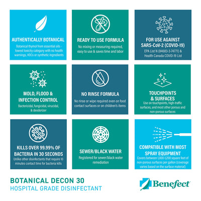 Benefect Decon 30 comparación de tamaño junto a objetos cotidianos para escala clara