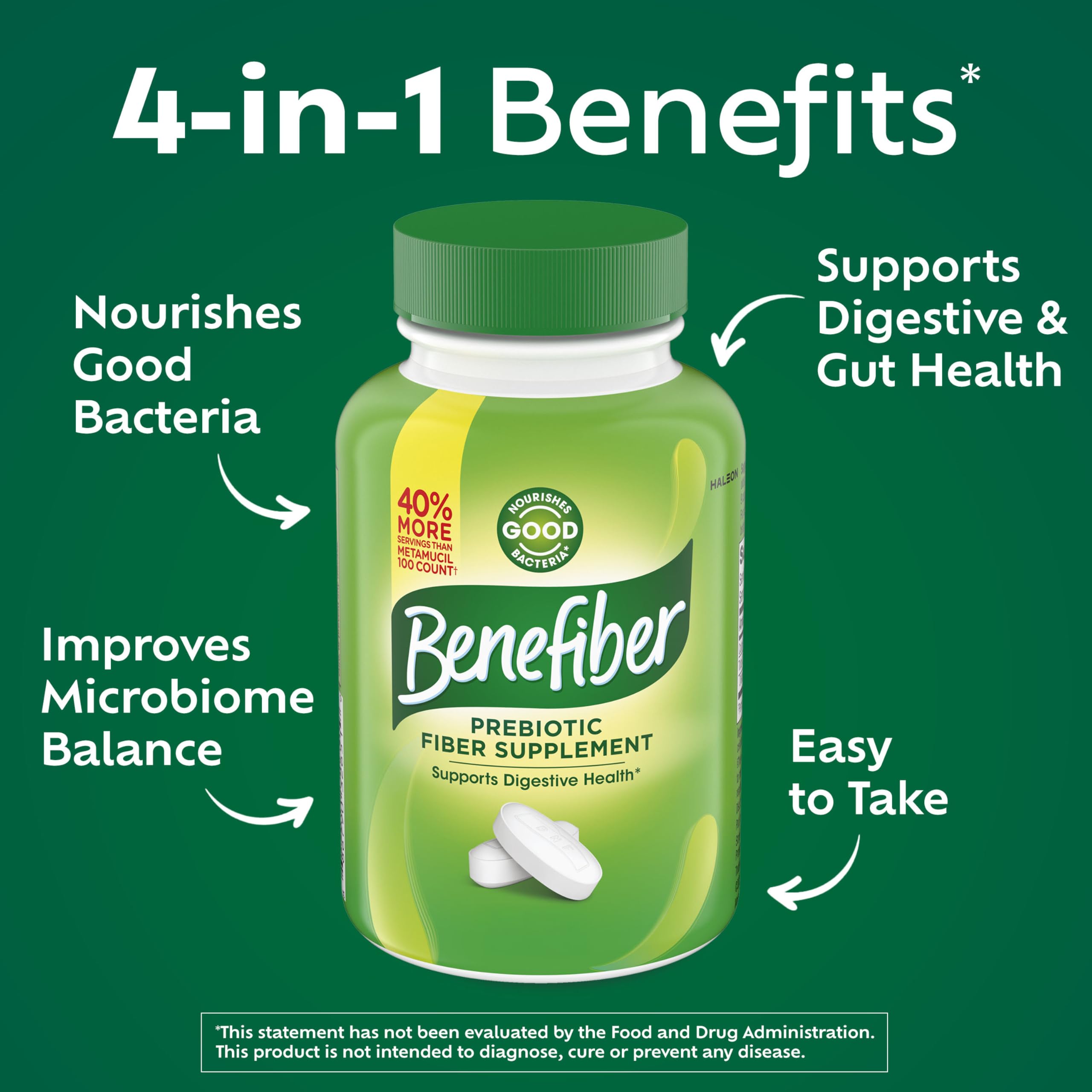 Benefiber caplet detalle que muestra tamaño fácil de tragar