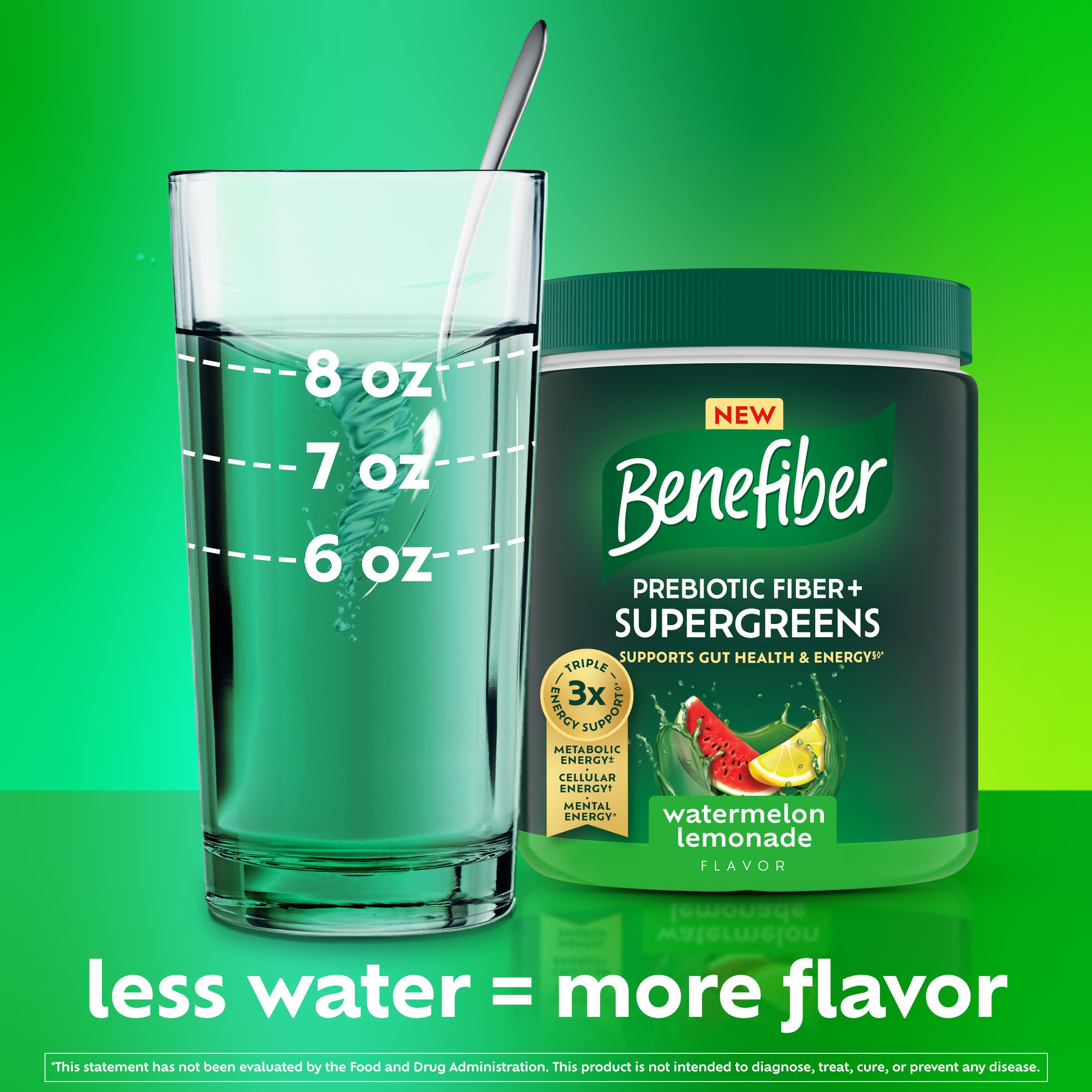 Benefiber cucharada con porción de 10 g lista para añadir agua