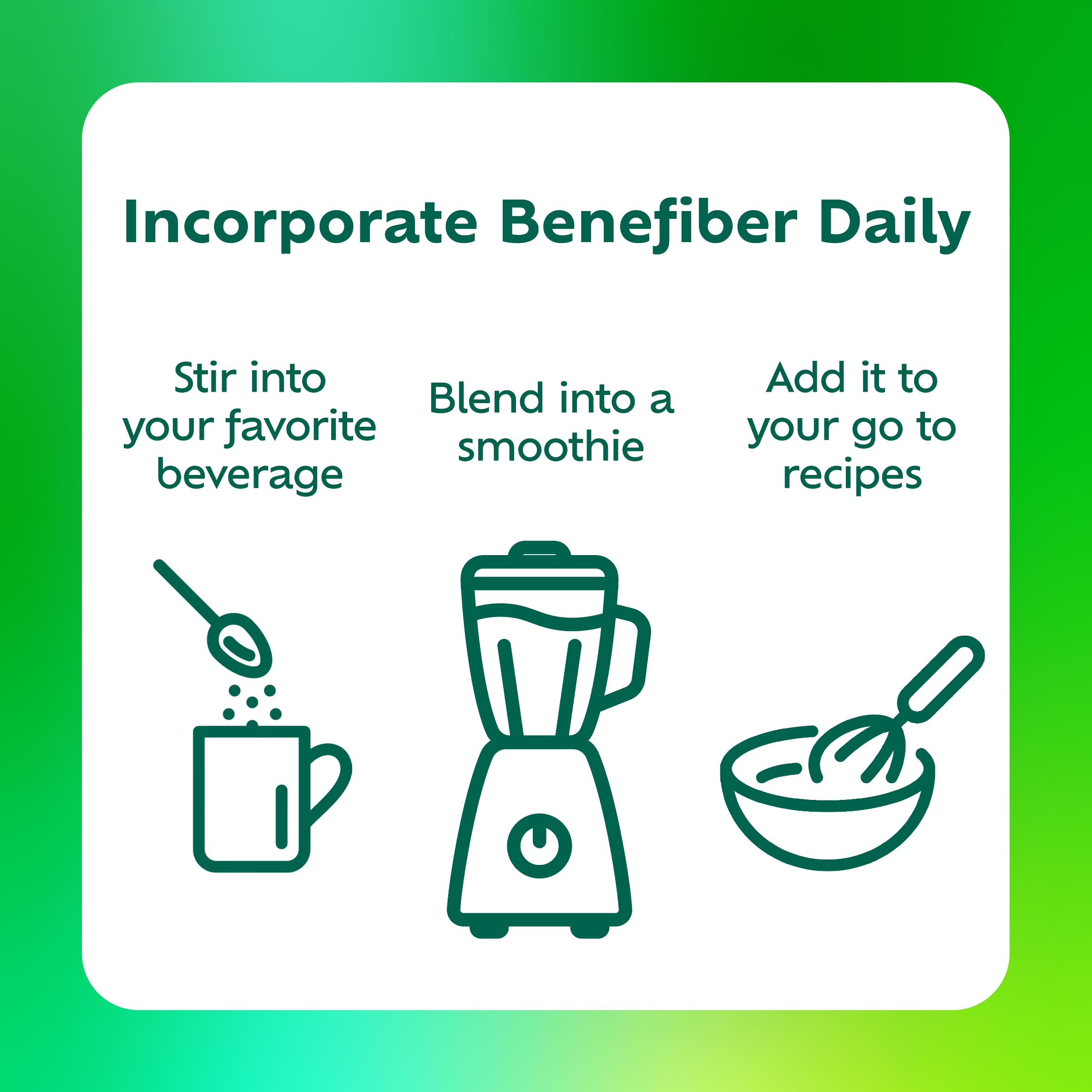 Benefiber disolviéndose en agua clara, Benefiber facilita añadir fibra sin sabor