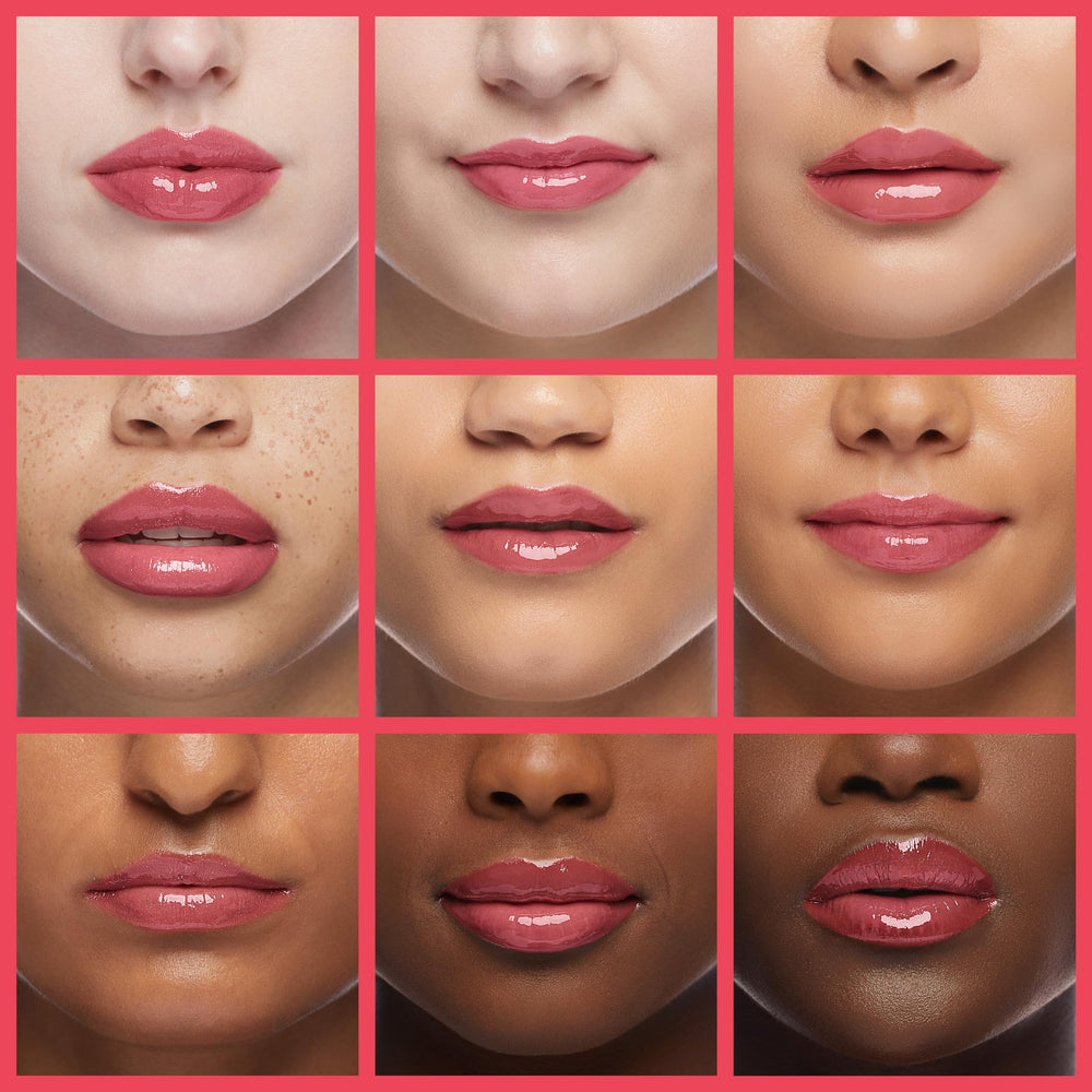 Benefit tinte aplicado en labios mostrando color duradero y acabado