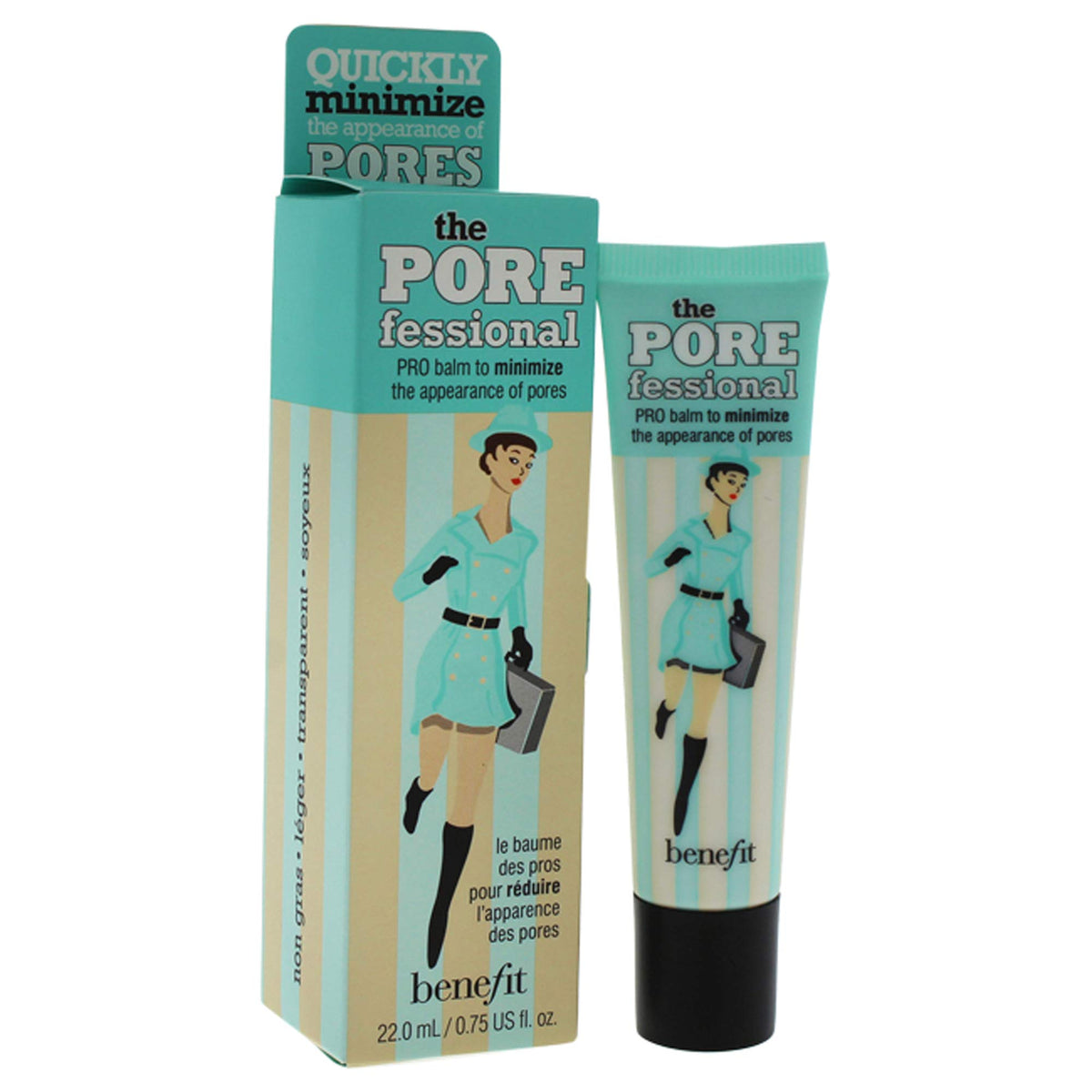Benefit the POREfessional frente del envase mostrando tamaño práctico y beneficio alisante
