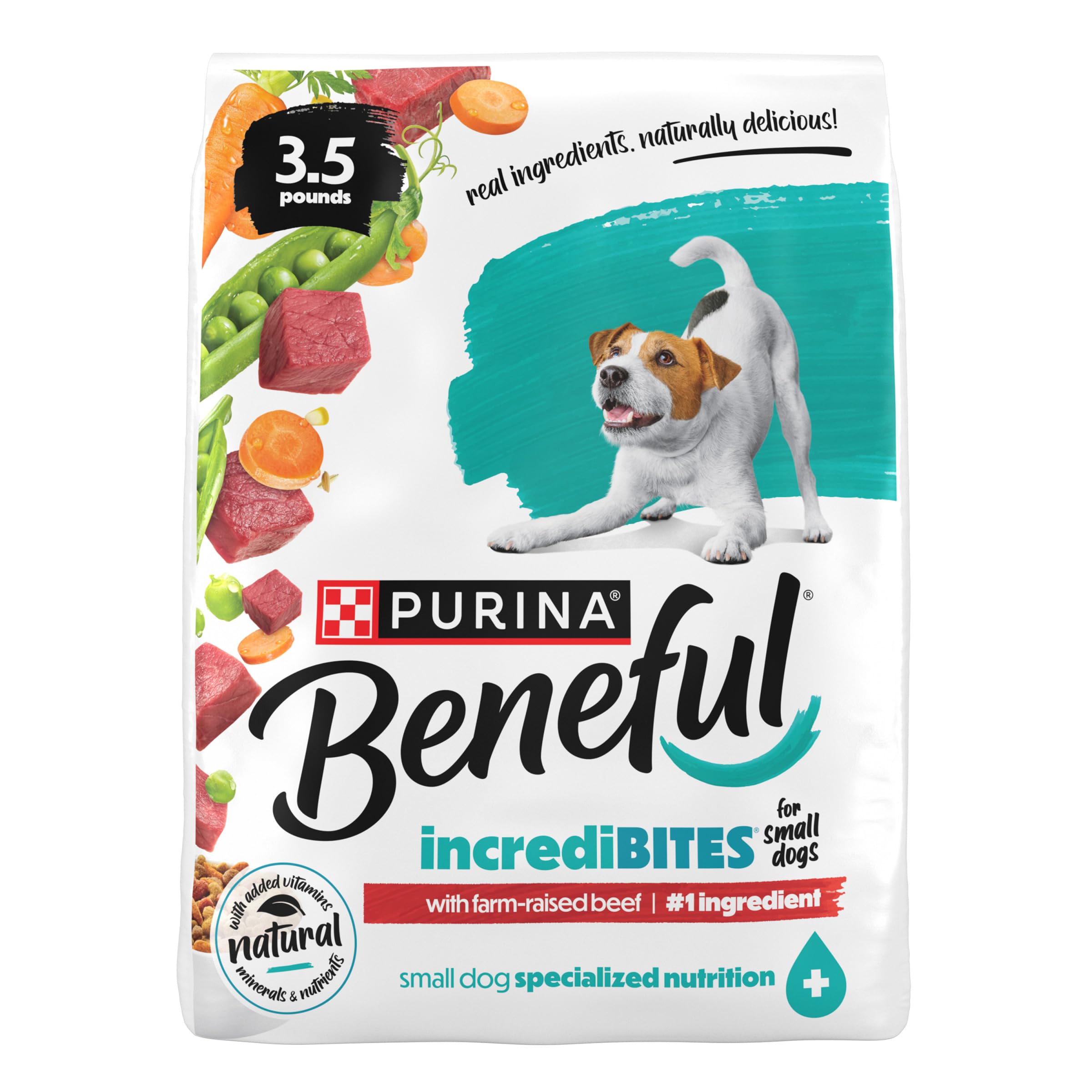 Beneful front packaging showing IncrediBites and beef benefit