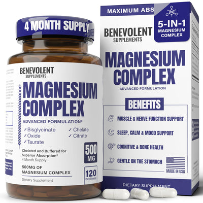 Benevolent front bottle shot showing label and capsule count benefiting informed purchase