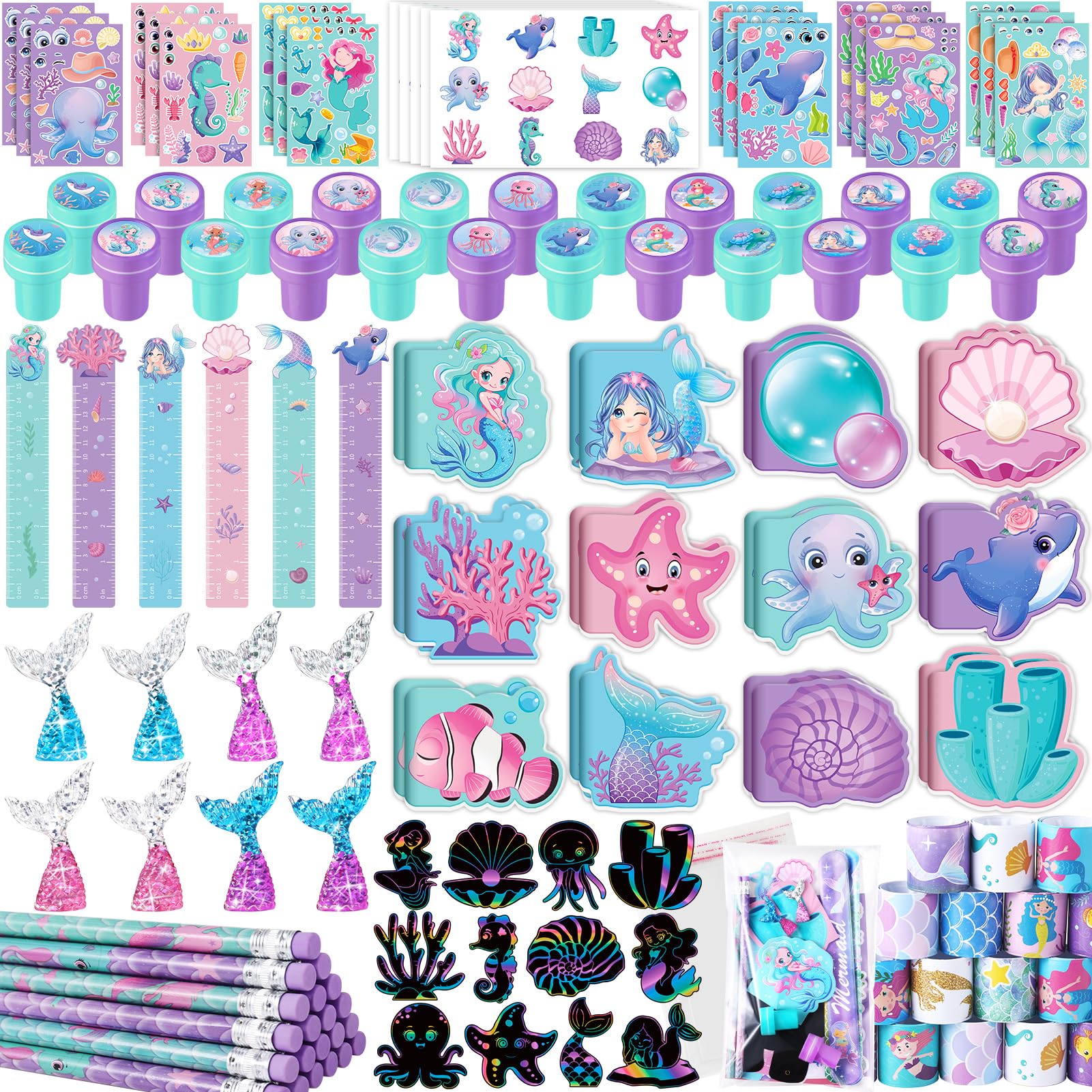 BenLouis empaque frontal del set sirena muestra las 120 piezas para fiestas