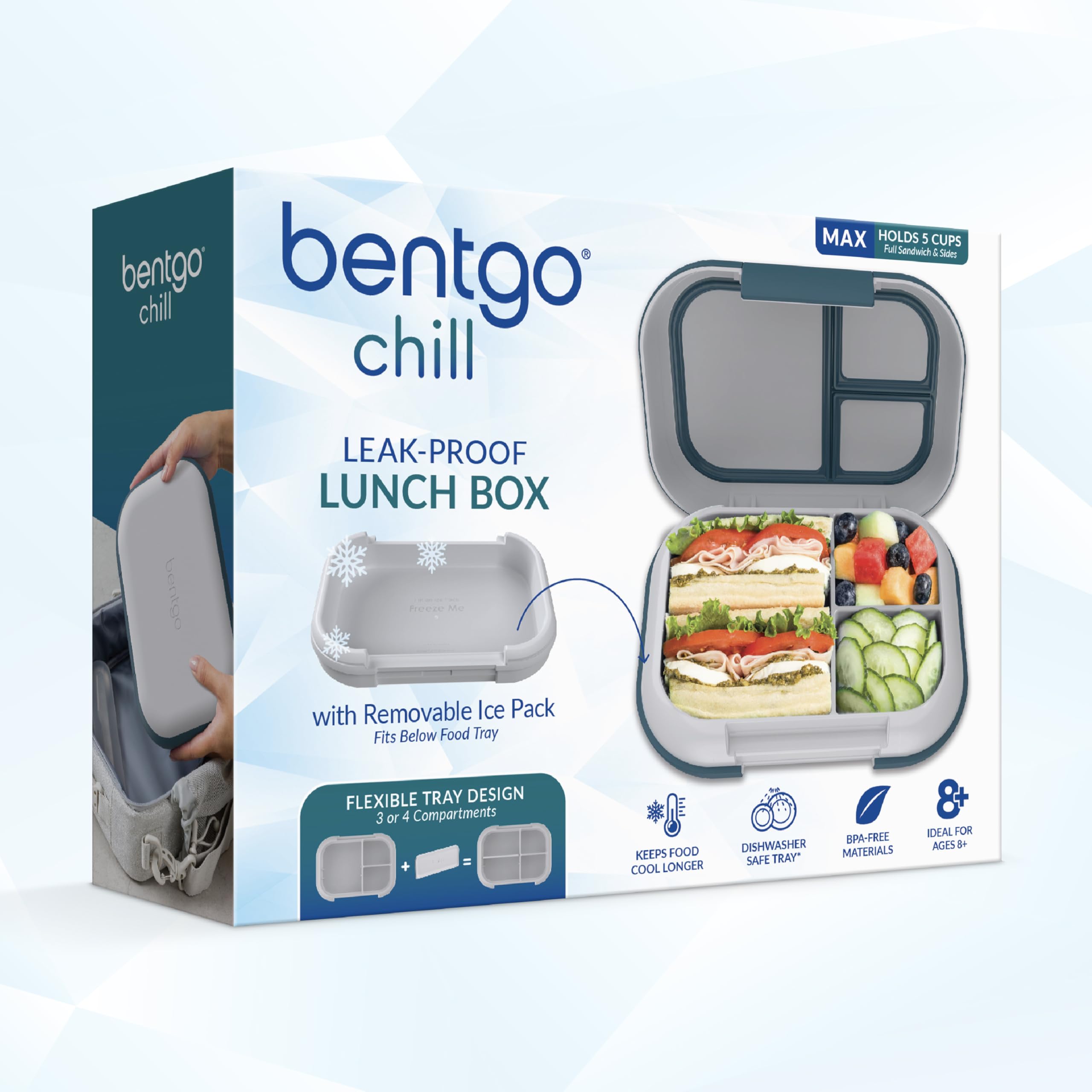 Bentgo Chill Max on a picnic bench with lunch spread benefit: stylish everyday use