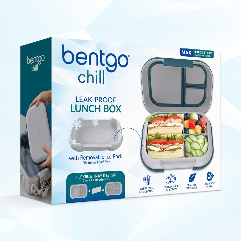 Bentgo Chill Max on a picnic bench with lunch spread benefit: stylish everyday use