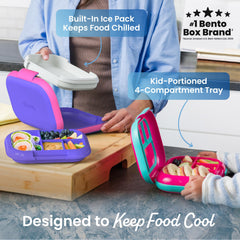 Bentgo open with arranged snacks showing organized compartments and cooling benefit