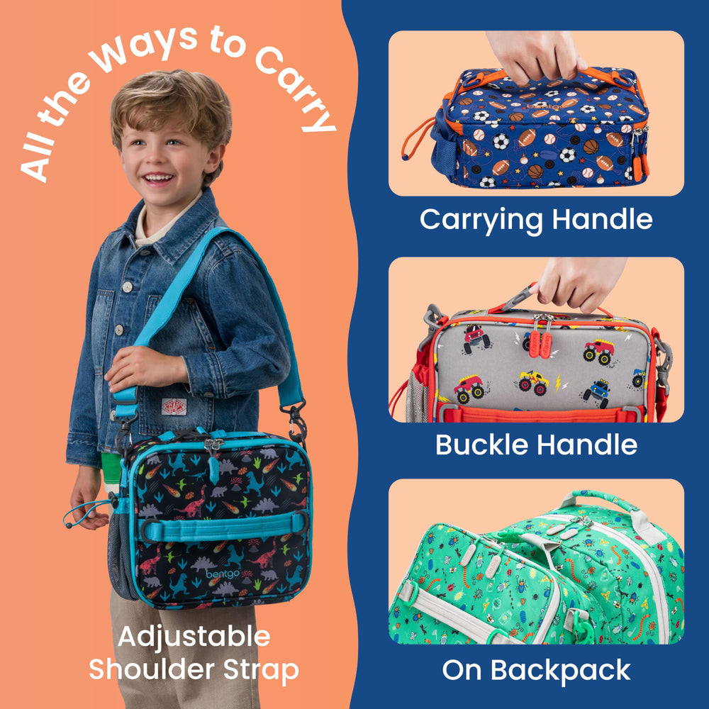 Bentgo comparación de tamaño junto a una lunch box para capacidad