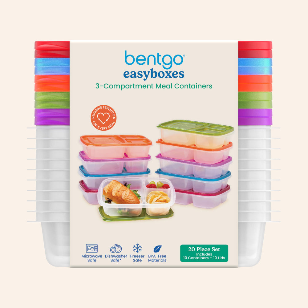 Bentgo easyboxes en congelador organizado, preparación anticipada práctica