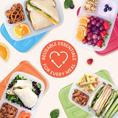 Bentgo Easyboxes en uso escolar con niño llevando almuerzo organizado