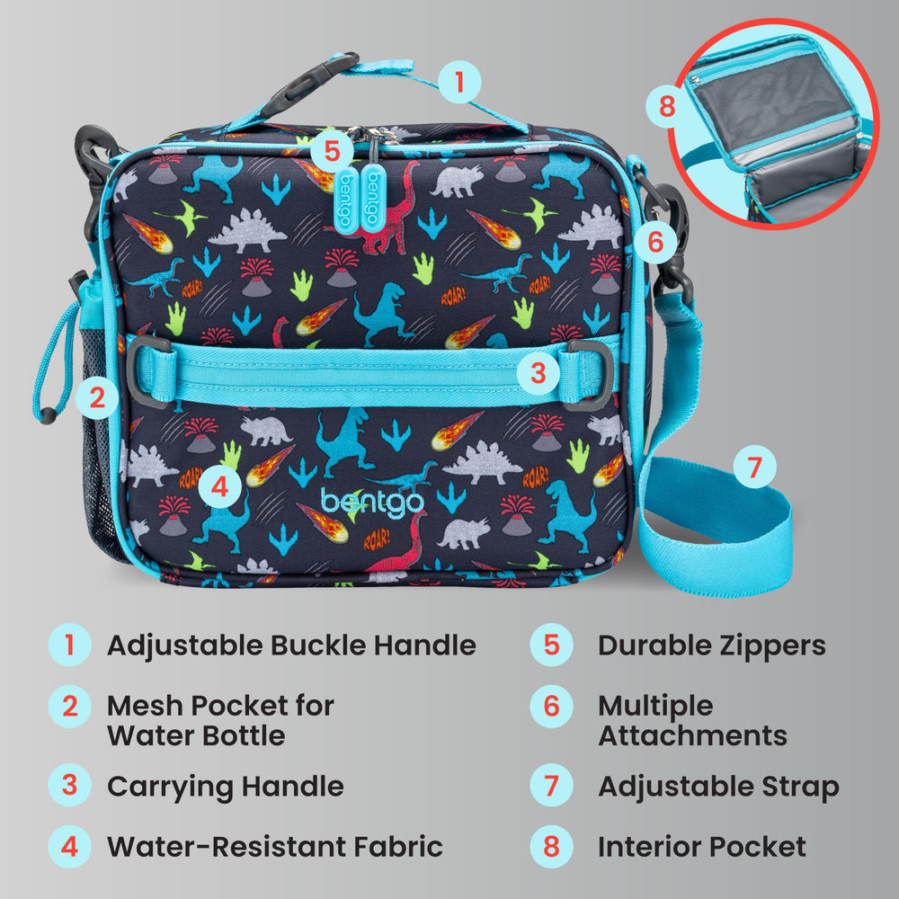 Bentgo exterior pocket holding an ice pack to extend chilled food freshness