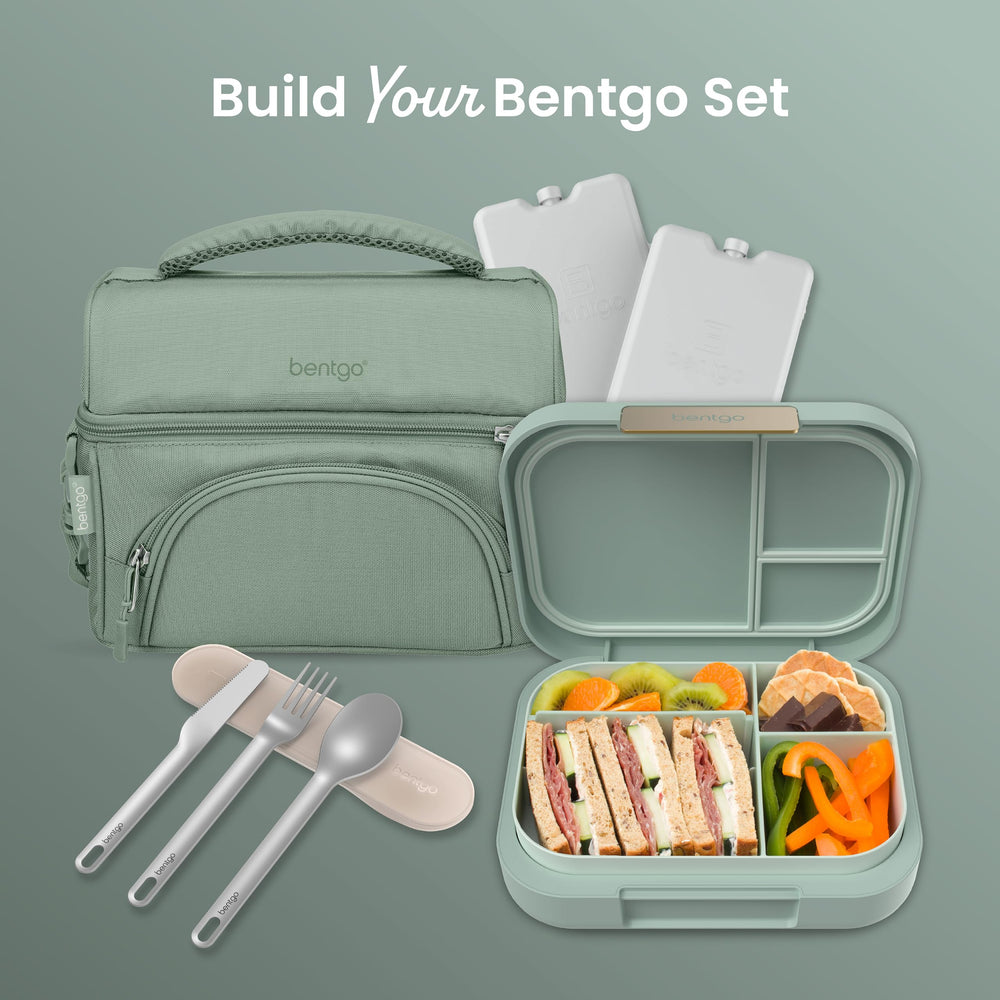 Bentgo size comparison with utensil showing scale and portable convenience